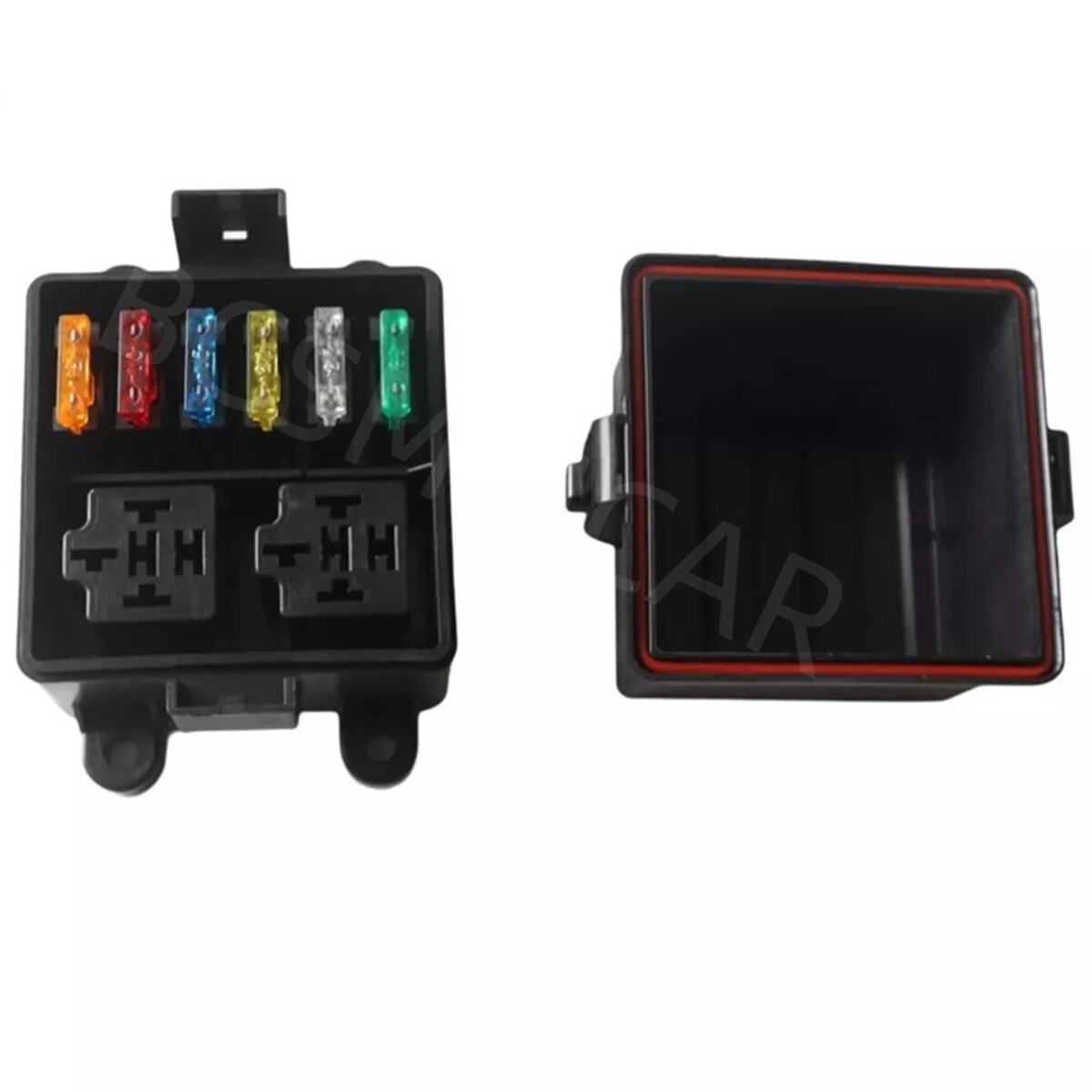 Car Truck Marine 12V 6-Way Fuse Relay Box With 2PCS 4-Pin 40A Relays 6PCS Fuses