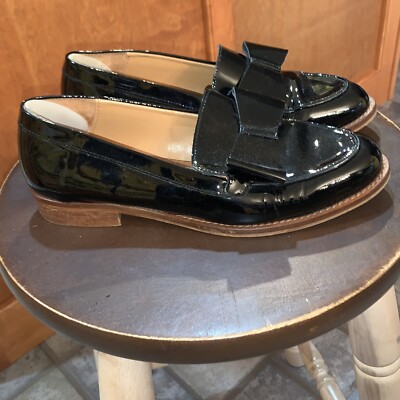 Loafers Patent Black Shoes Women sz 8 US  Office London Comfort Work Bow Slip On