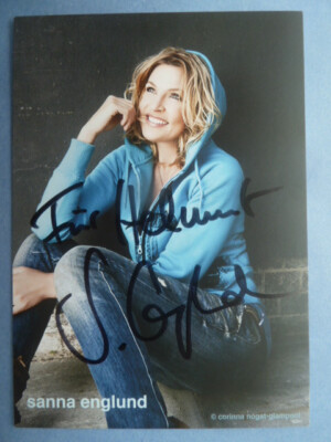 -ke- Sanna Englund, autograph card - known from emergency call harbour edge (with dedication)