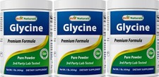 3 Pack Glycine Powder 1 LB Boosts Energy/Nervous System Support
