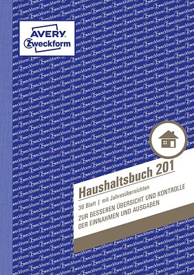 AVERY Zweckform 201 Haushaltsbuch (A5, mit Jahresübersicht, 36 Blatt) weiß
