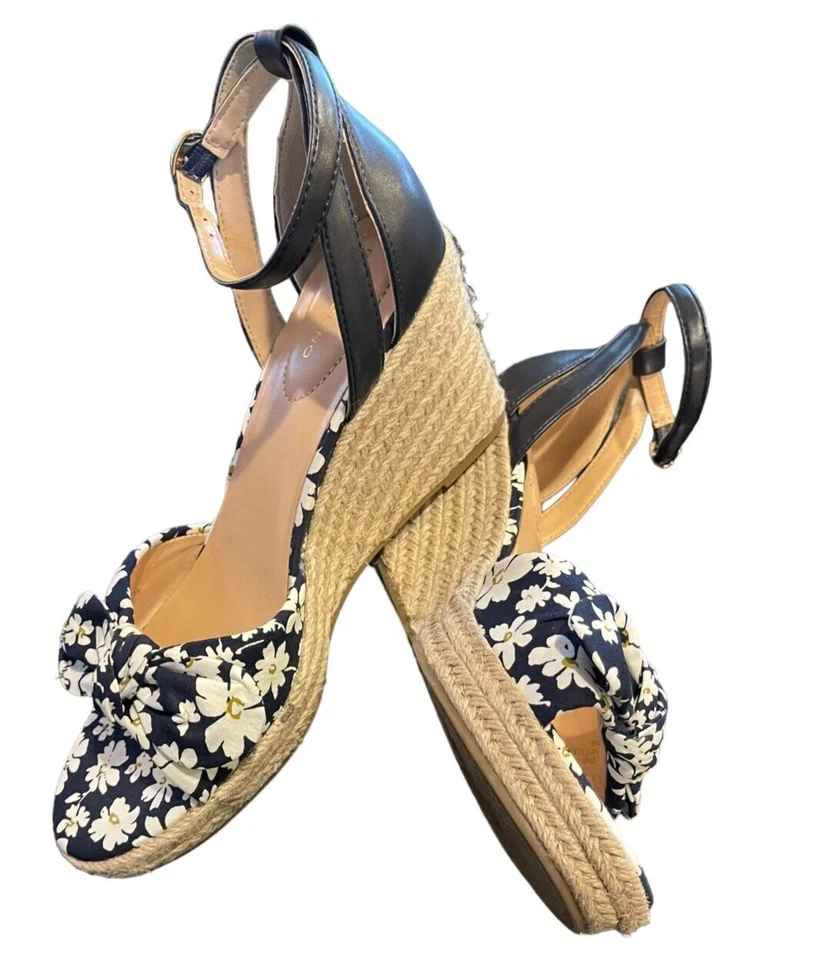 Bandolino Kaira цветочный синий белый Espadrille на танкетке каблуке сандалии женщин 9,5 новый - Изображение 4 из 4