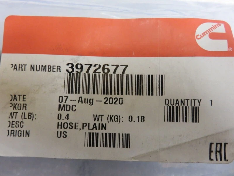 C3A Genuine Cummins Marine 3972677 Plain Hose OEM New Factory Boat  