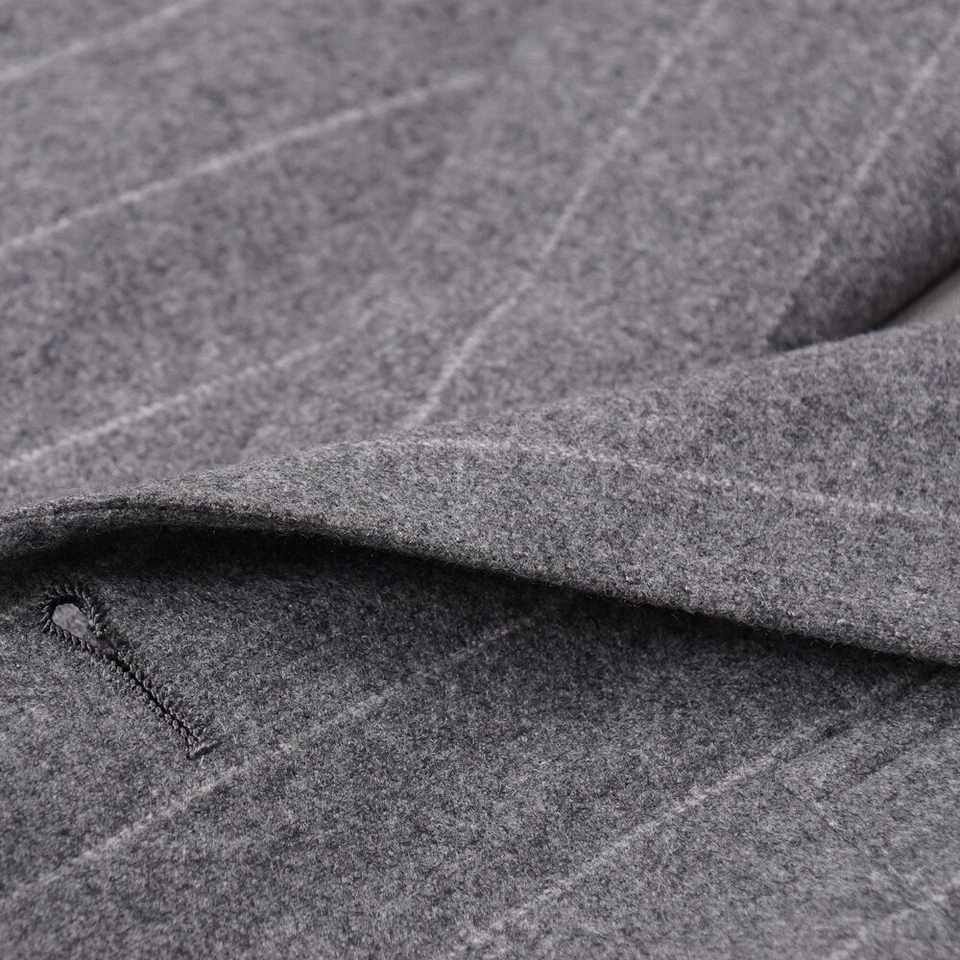 NUEVO CON ETIQUETAS $5995 D'AVENZA Traje de cachemir a rayas tiza gris claro 40 R ajuste clásico Foto 2 de 4