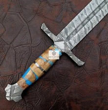 Hand Forged Damascus Steel Viking Sword Sharp Medieval Sword With Sheath Gift