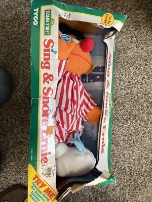 New Vintage 1996 Tyco Sesame Street Sleep And Snore Ernie Talking & Singing Doll