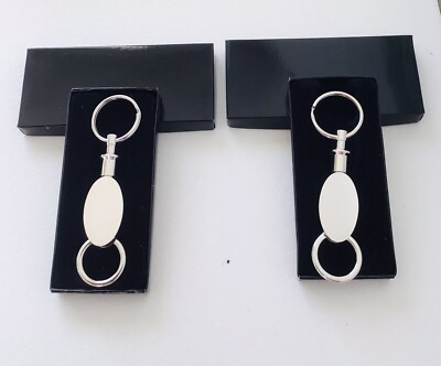 Set Of 2 X Valet Pull Apart Keychain-Keyring -Key Fob-Stainless Steel New In Box