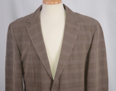 Boss Hugo Boss Men's Blazer Size 42 Long Linen Blend Career 2 Button Window Pane
