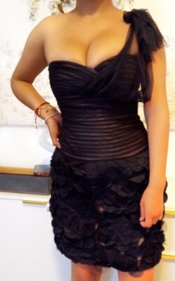 ★BCBG MAXAZRIA★One Shoulder Flounce Mini NWT BCBG MAXAZRIA ONE SHOULDER FLOWER TEXTURE MINI DRESS