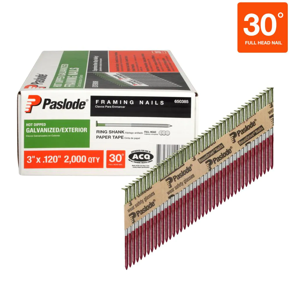 Paslod Ring Shank Hot Dipped Galvanized Framing Nails, 3\