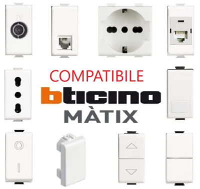 SERIE BTICINO FRUTTI MATIX COMPATIBILE PRESA SCHUKO LAN PULSANTE DEVIATORE USB!
