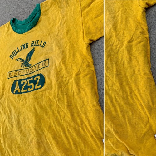 vintage Rolling Hills A252 t shirt PE shirt reversible Champion blue bar 70s L - Picture 6 of 12