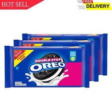 OREO Double Stuf Chocolate Sandwich Cookies, Family Size, 3 Packs