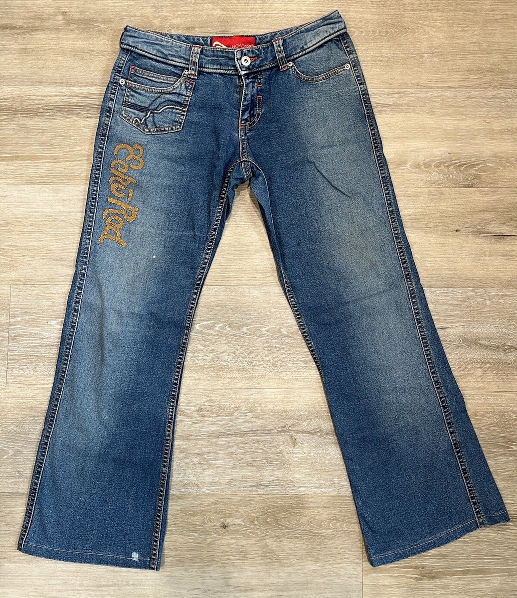 Ecko Red Jeans Women's Size 7 32” Blue Vintage 1972 Embroidered