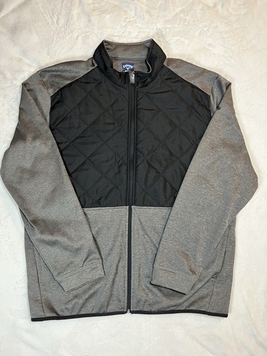 CALLAWAY Weather Series Jacket Full Zip Quilted Front Mens 2XL Black Grey