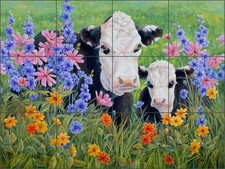 Cow Tile Backsplash Elliott Country Life Art Ceramic Mural CCI-LE198