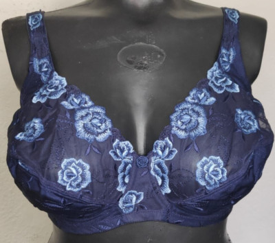 Felina 359 Ladies Bra Non-wired Gr.105D UK 46D Full Cup Embroidered - Navy Blue