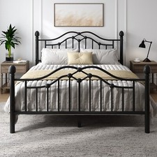 Twin/Full/Queen Metal Platform Bed Frame with Victorian Headboard and Footboard