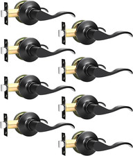 Matte Black Passage Door Levers - 8 Pack Interior Handles with Lock
