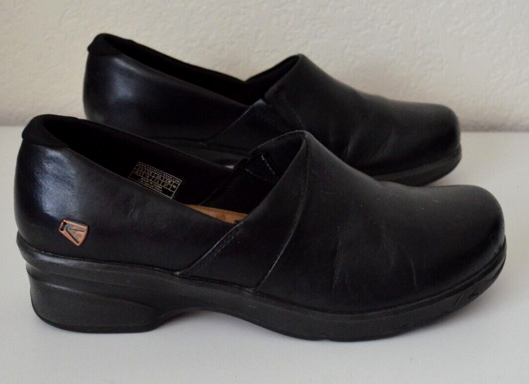 Scarpe donna Keen Mora taglia 10 mocassini neri in pelle casual comodi slip on
