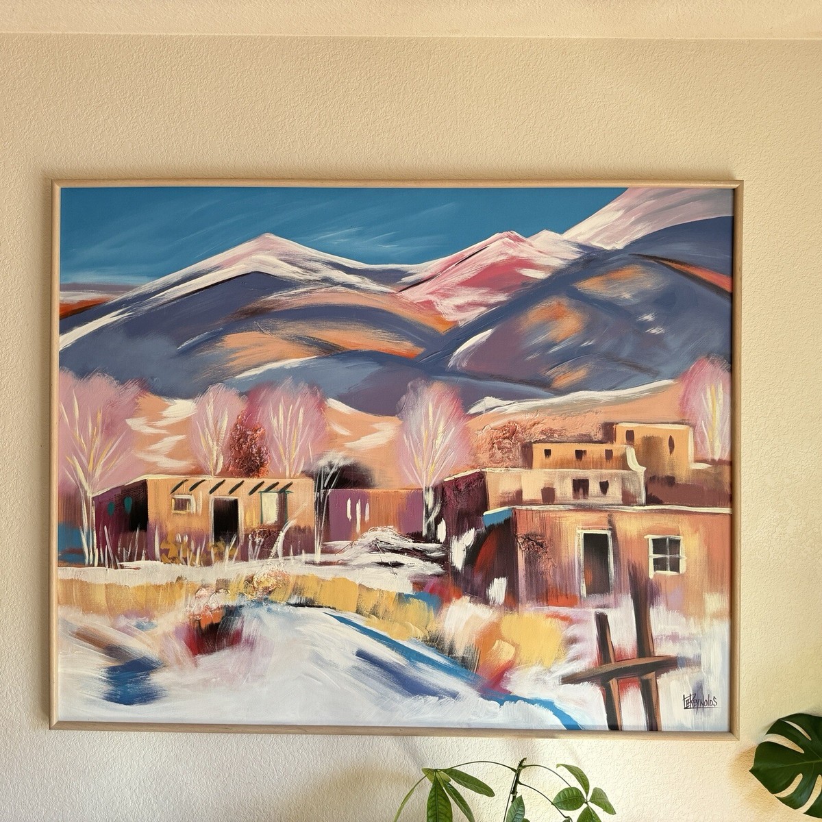 Lee Reynolds Oil Painting on Canvas Southwestern Pueblo 60