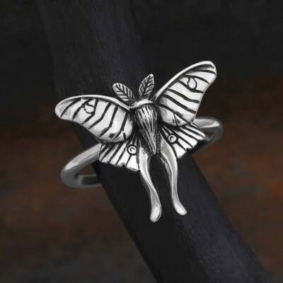 Sterling Silber Luna Motte Ring Whimsigoth Wald Wald recyceltes Silber 247