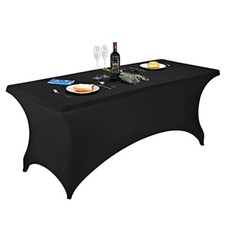 Spandex Table Covers - Fitted Tablecloth for 6ft Rectangular Tables 6FT Black