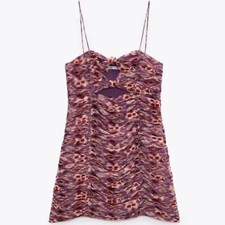 NWT ZARA PRINTED DRESS WITH DRAPING DOUBLE KNOT DETAILING SMALL BLOGGERS FAV S
