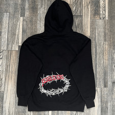 NWOT - JESUS IS KING Black Embroidered Heavyweight HOODIE Sweatshirt Sz Med