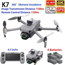 K7 Drone 4,5" Schermo GPS WIFI PFV 4K Doppia Fotocamera Evitare Ostacoli Quadricottero