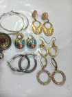 Earrings. vintage pierced earring lot 19 pair. gemstones, stud, hoops. untested — photo 6