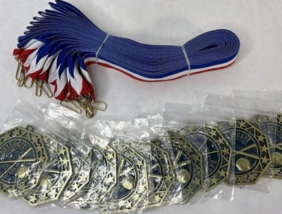 Express Medals 10 Pack Baseball Medals With Red White Blue Neck Ribbon Award