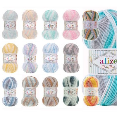 500g Baby Wolle Strickgarn ALIZE Baby Best Batik Antipilling, unterschiedliche F