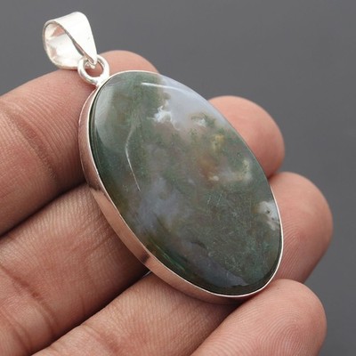 Moosachat Edelstein 925 Sterling Silber Handarbeit Anhänger Schmuck Geschenk für die Liebe