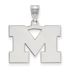 10k White Gold LogoArt University of Michigan Letter M Medium Pendant