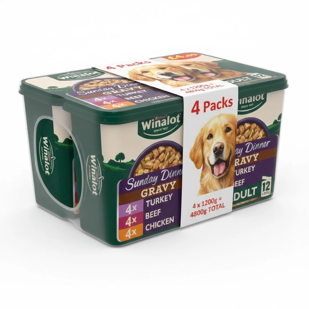 Winalot Sunday Dinner Dog Food Gravy 48 x 100g Pouches (4 x 12 Pack Bundle)