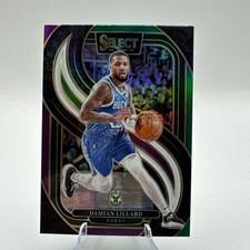 DAMIAN LILLARD 2024-25 Panini Select Premier Green White Purple Prizm Bucks