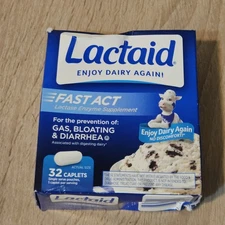 Lactaid Fast Acting Lactase Enzyme Supplement 32 Caplets Expires 02/2028