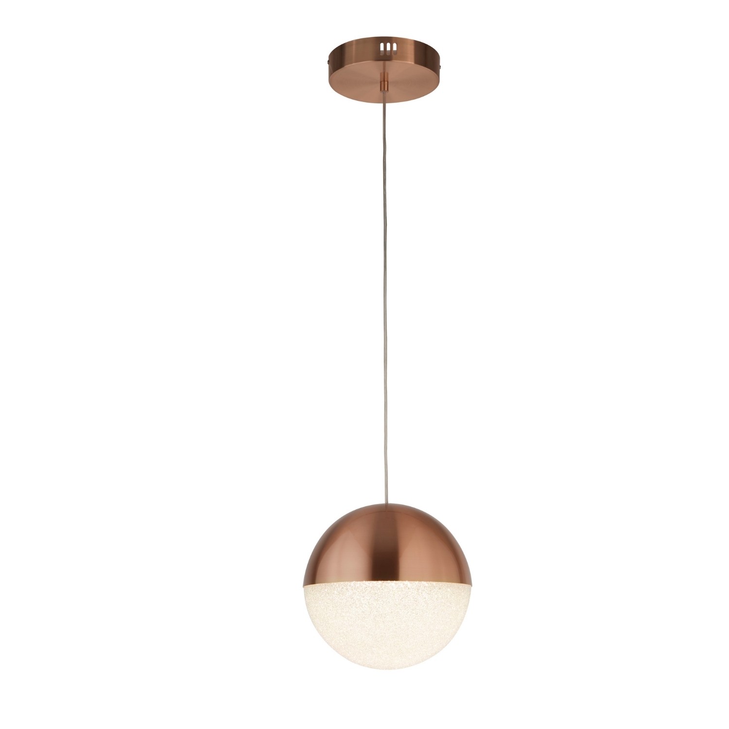Pendant Light Copper LED Cool White Ceiling Fitting Crushed Ice Glass 22W IP20