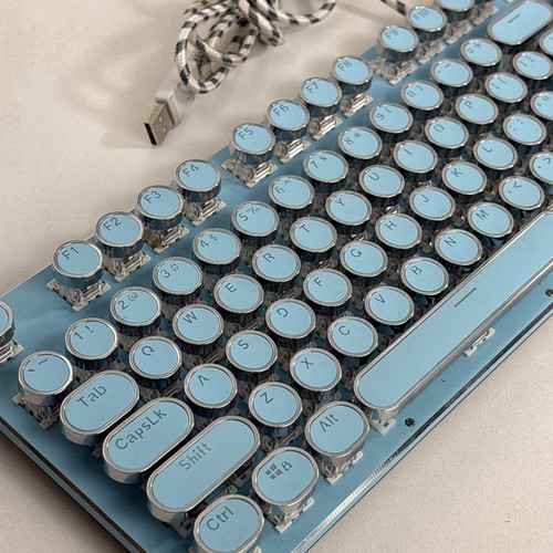 Steampunk Typewriter Style Keyboard Wireless Mechanical CLICKING Keys Blue USB - Picture 6 of 7