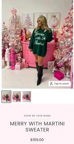 Show Me Your Mumu Holiday Sweater Merrier With A Martini Green Size S Oversized - Picture 15 of 21