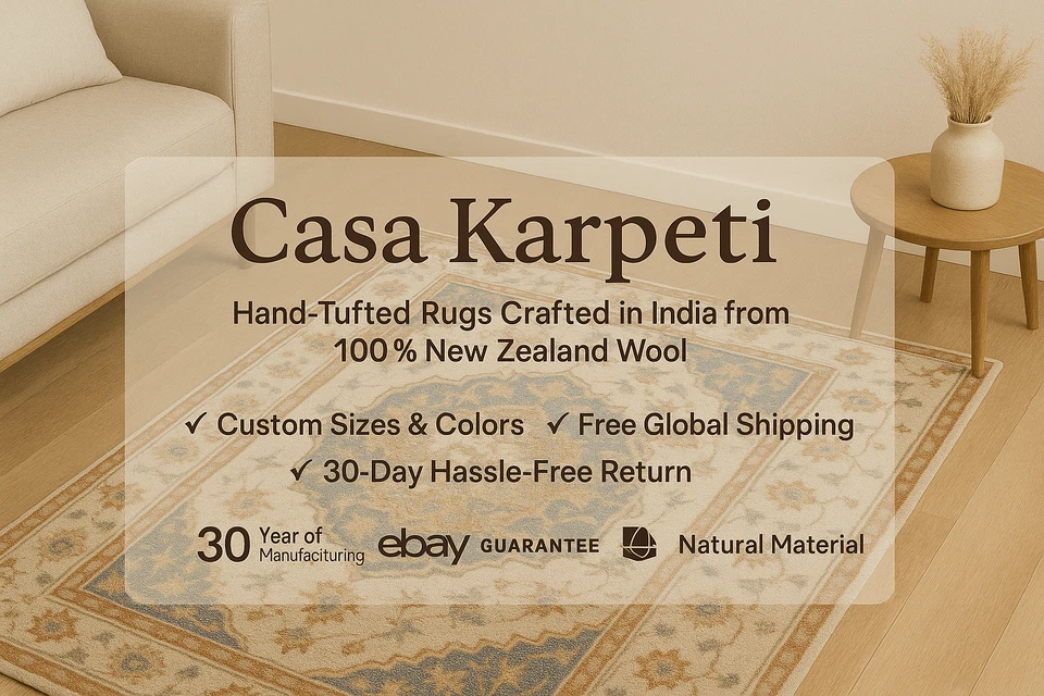 Alfombra de lana hecha a mano alfombra acolchada a mano para sala de estar dormitorio 5x8 6x9 8x10 Foto 4 de 4