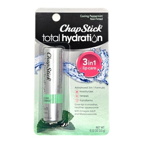 ChapStick TOTAL HYDRATION Cooling Peppermint Non Tinted 3in1 Lip Care Omega 369 - Picture 1 of 5