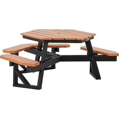 Global Industrial Outdoor 46'' ADA Hexagon Picnic Table Recycled Plastic Cedar