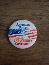 Vintage NASA Space Shuttle Pinback Button Americas Pride The Journey Continues