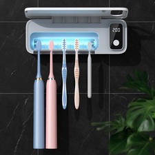 Toothbrush Cleaner, 5 Slots Wall Mounted Toothbrush Holder for Bathroom, Time...
