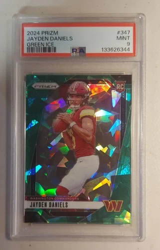 2024 Panini Prizm - Rookies Jayden Daniels #347 Green Ice Prizm (RC) PSA 9