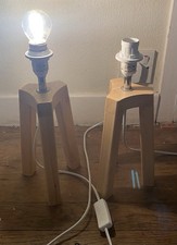 Oak Furniture Land Bed Side Table Lamps X2 Solid Wood