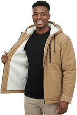 Mens Full Zip Up Hoodies Sherpa Lined Fleece Jacket Zip Up Winter Warm Coat
