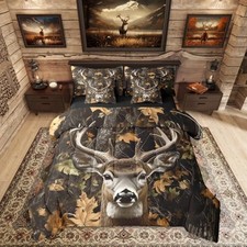 Hunting Deer Comforter Set with Sheets 7 Piece Deer Camo Bed in Queen Multi 10